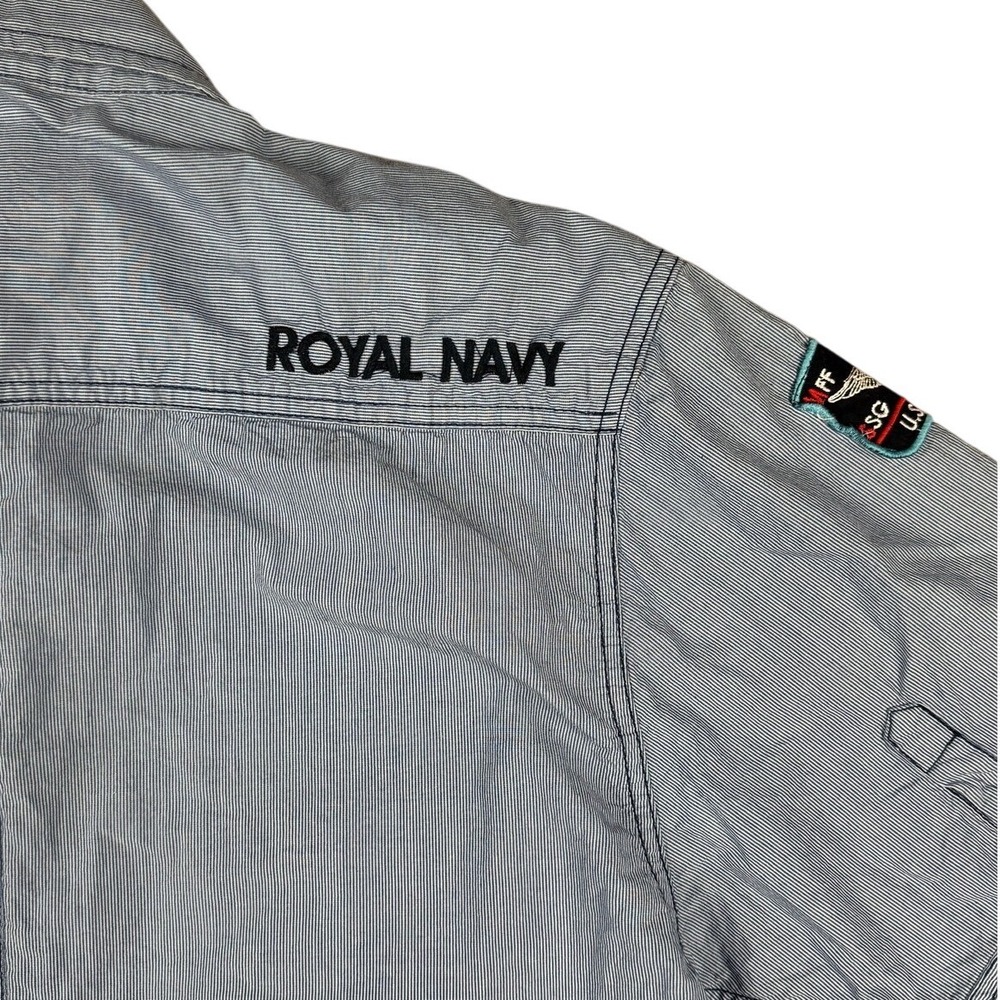 Jack & Jones Airborne Hitch Shirt Men's XL Royal Navy Military Patches Blue - Picture 6 of 11